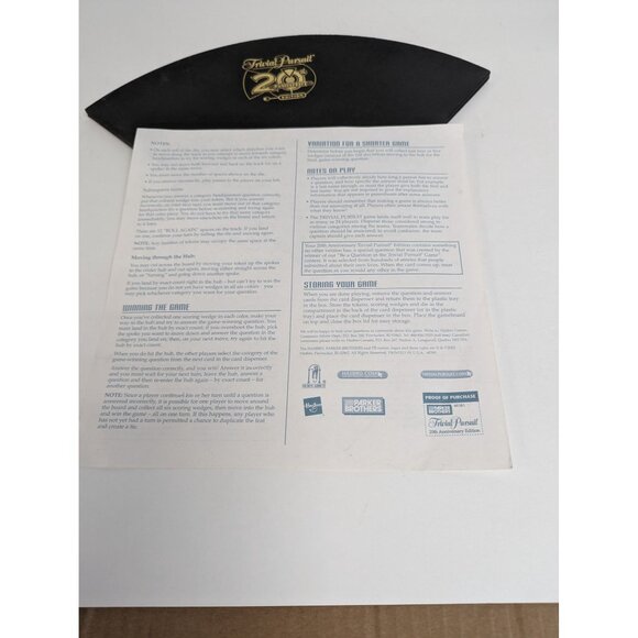 Hasbro 2002 Trivial Pursuit 20th Anniversary Game Board Replacement Instructions - Picture 2 of 8